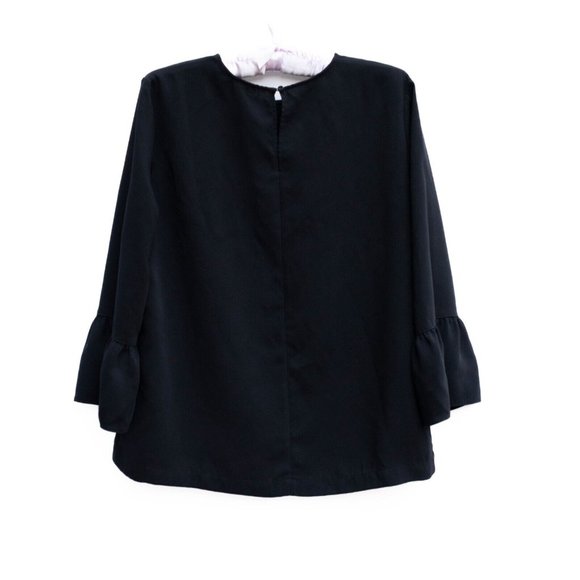 Madewell Women Black Gothic Blouse Top Size L Ruffle Sleeve Relaxed Fit Goth - Picture 3 of 5